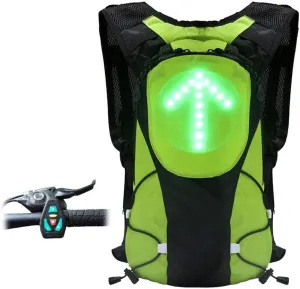 Reflective Vest Backpack with LED Turn Signal Light - USB Rechargeable Bag Safety Lights, 4 Signals Remote Control - for Cycling Running Walking Jogging