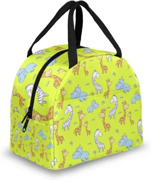 Rhinoceros Giraffe Zebra Lunch Tote Bag Reusable Insulated Lunch Box Waterproof Adult Portable Meal Cooler Bag for Women Men Picnic Office Camping Hiking Beach