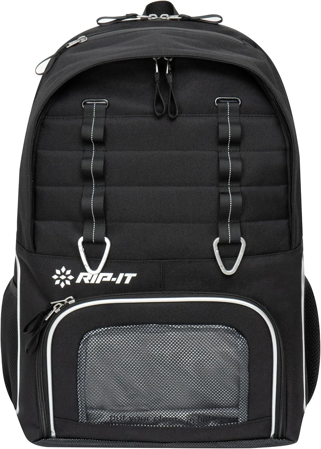 RIP-IT - Women's Essentials Black & Silver Volleyball Backpack with Padded Adjustable Straps - Includes Extra Ventilated Pockets, Mesh Side Pockets, and a Volleyball Holder Compartment