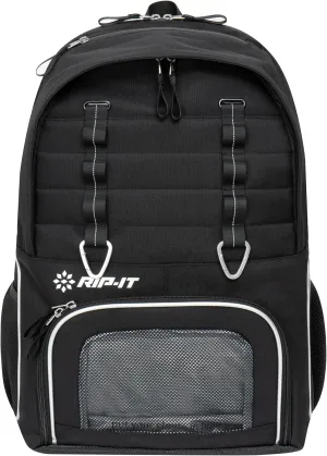 RIP-IT - Women's Essentials Black & Silver Volleyball Backpack with Padded Adjustable Straps - Includes Extra Ventilated Pockets, Mesh Side Pockets, and a Volleyball Holder Compartment