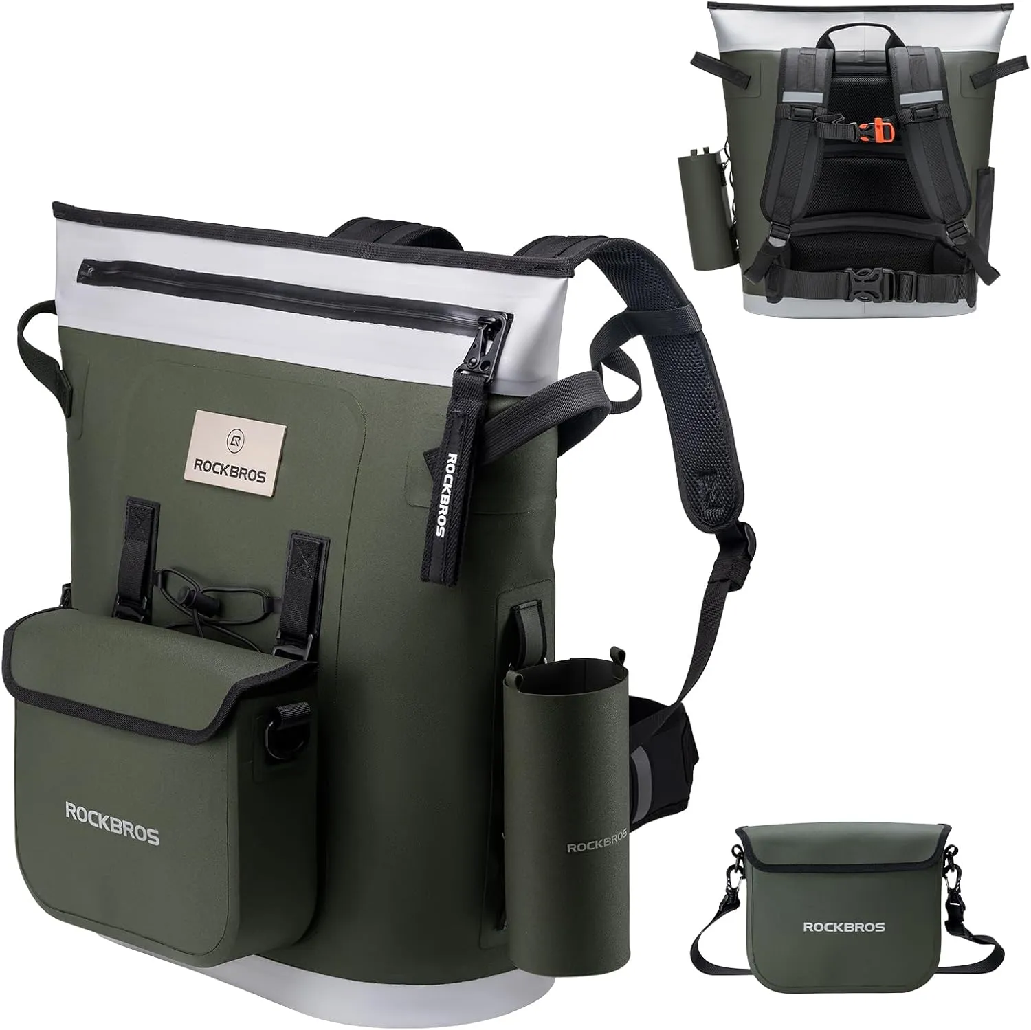 ROCKBROS Soft Cooler Backpack 36 Can Insulated Soft Sided Cooler Bag Leak-Proof with Removeable Pockets Portable for Picnic Beach Camping Outdoor Party