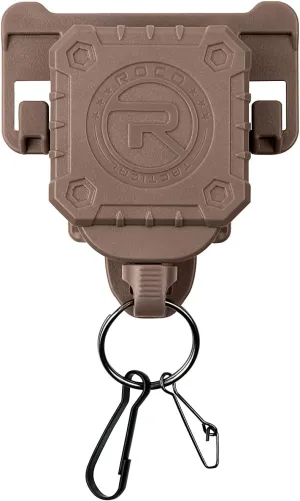 ROCOTACTICAL Military Tactical Gear Retractor, Molle Tactical Gear Tether, Retractable key/multi-tools Holder belt loop and Molle Clip Included, 1Piece (TAN)