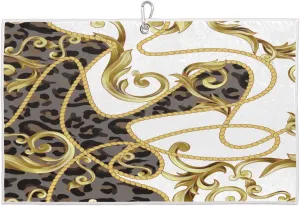 Rope Leopard Vintage Golf Towel with Heavy Duty Carabiner Clip Quick Dry Ultra Absorbent Club Ball Cleaning Towel Golf Accessories for Men Women