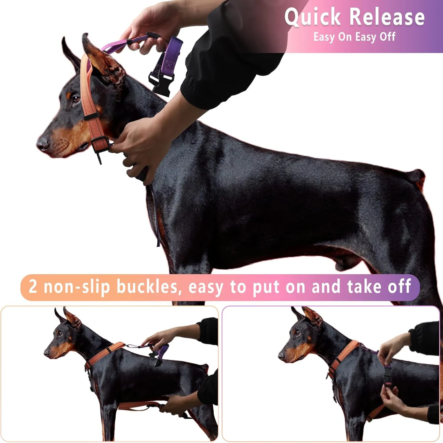 Roses&Poetry Dog Harness for Large Dogs, No-Pull Dog Harness and Leash Set Adjustable Reflective, Dog Vest Harnesses Comfort Padded Handle, Pet Harness for Training Outdoor Walking（Mistyrose-L