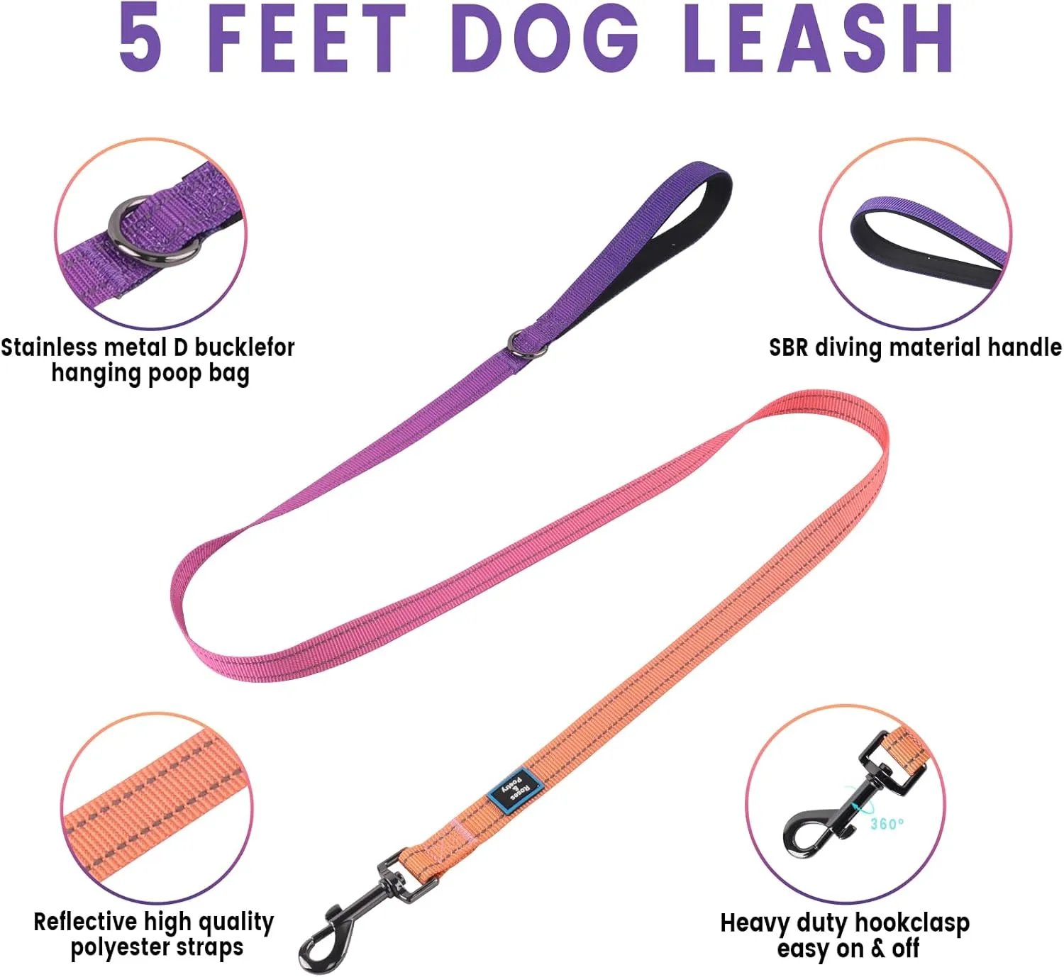 Roses&Poetry Dog Harness for Large Dogs, No-Pull Dog Harness and Leash Set Adjustable Reflective, Dog Vest Harnesses Comfort Padded Handle, Pet Harness for Training Outdoor Walking（Mistyrose-L