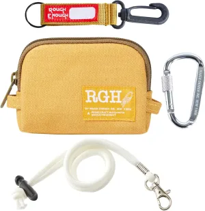 Rough Enough Coin Purse Small Wallet Credit Card Holder for Women with Zipper Keychain Lanyard Yellow Canvas