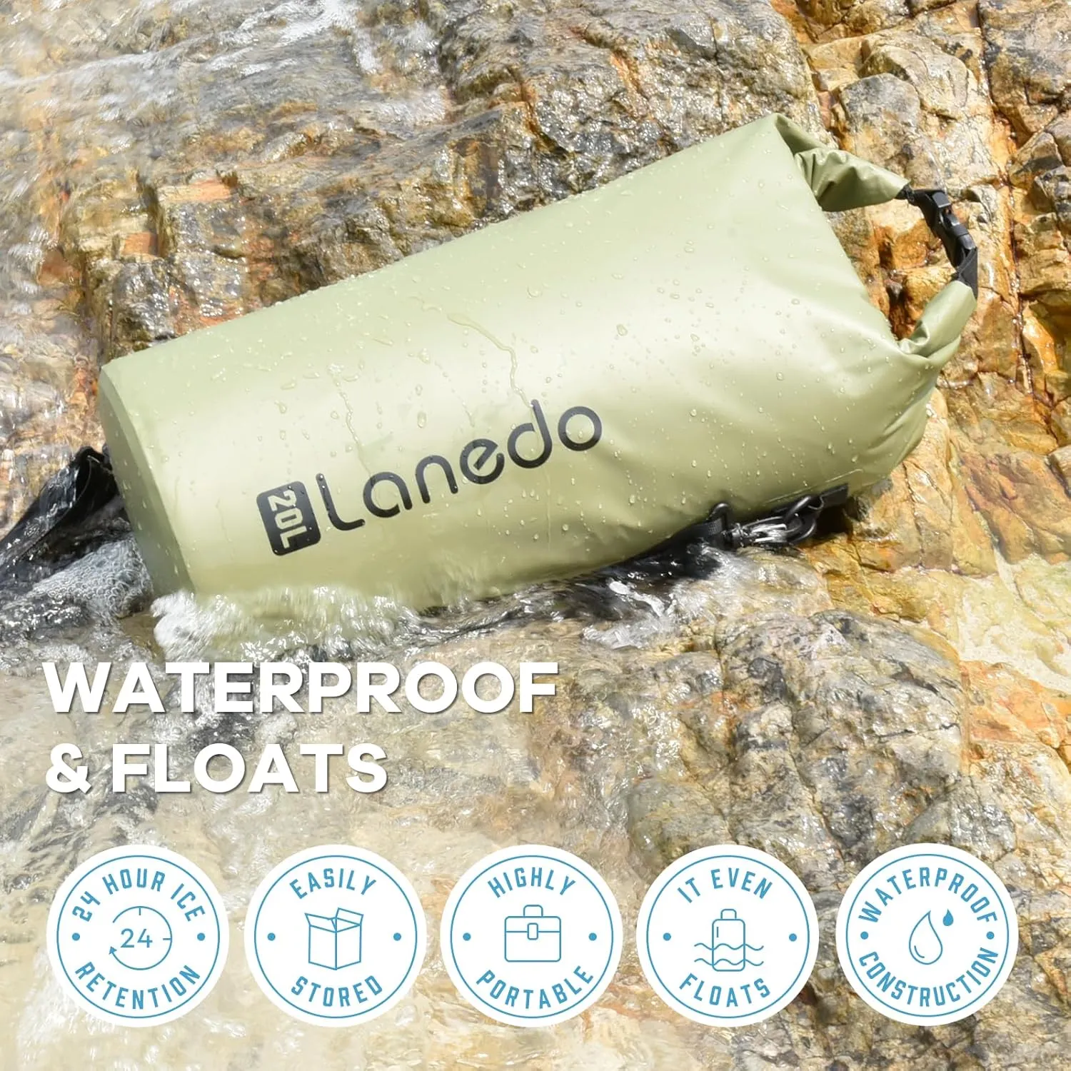 Round Barrel Collapsible Backpack Cooler, Waterproof Hands Free Cooler Bag, 24 Hours Cooling, Soft Sided Cooler, Portable Lightweight Travel Camping Beach Lunch Backpack for Men and Women