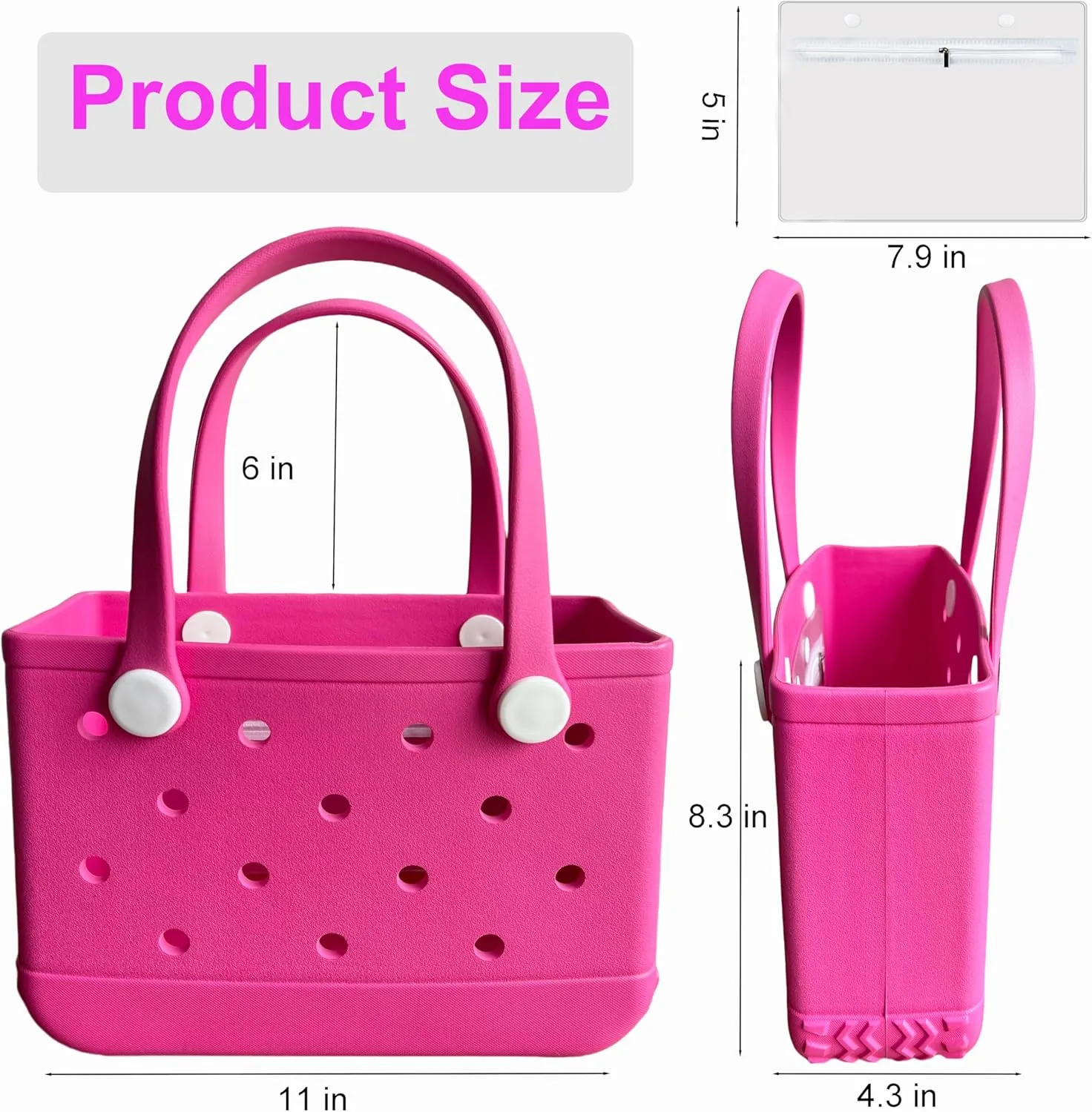 Rubber Beach Tote Bag Waterproof and Sandproof,Lightweight Travel Bag,Zippered Inner Pocket,Pool Travel Camping