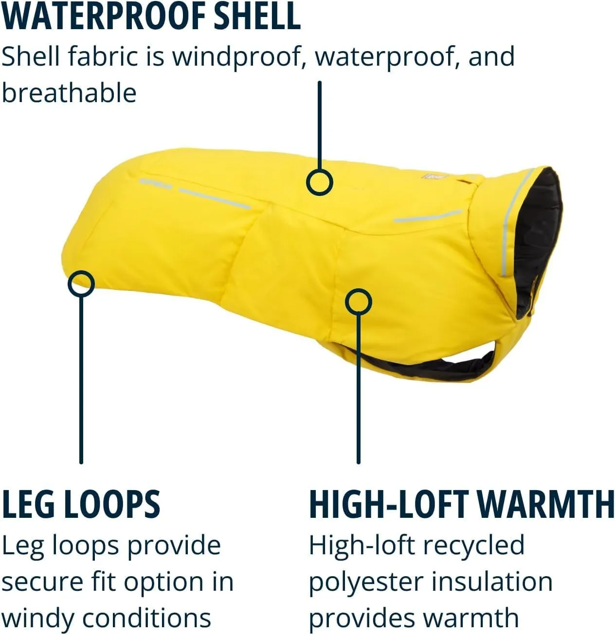 Ruffwear, Vert Dog Winter Jacket, Waterproof & Insulated Coat for Cold Weather, Mineral Yellow, Medium