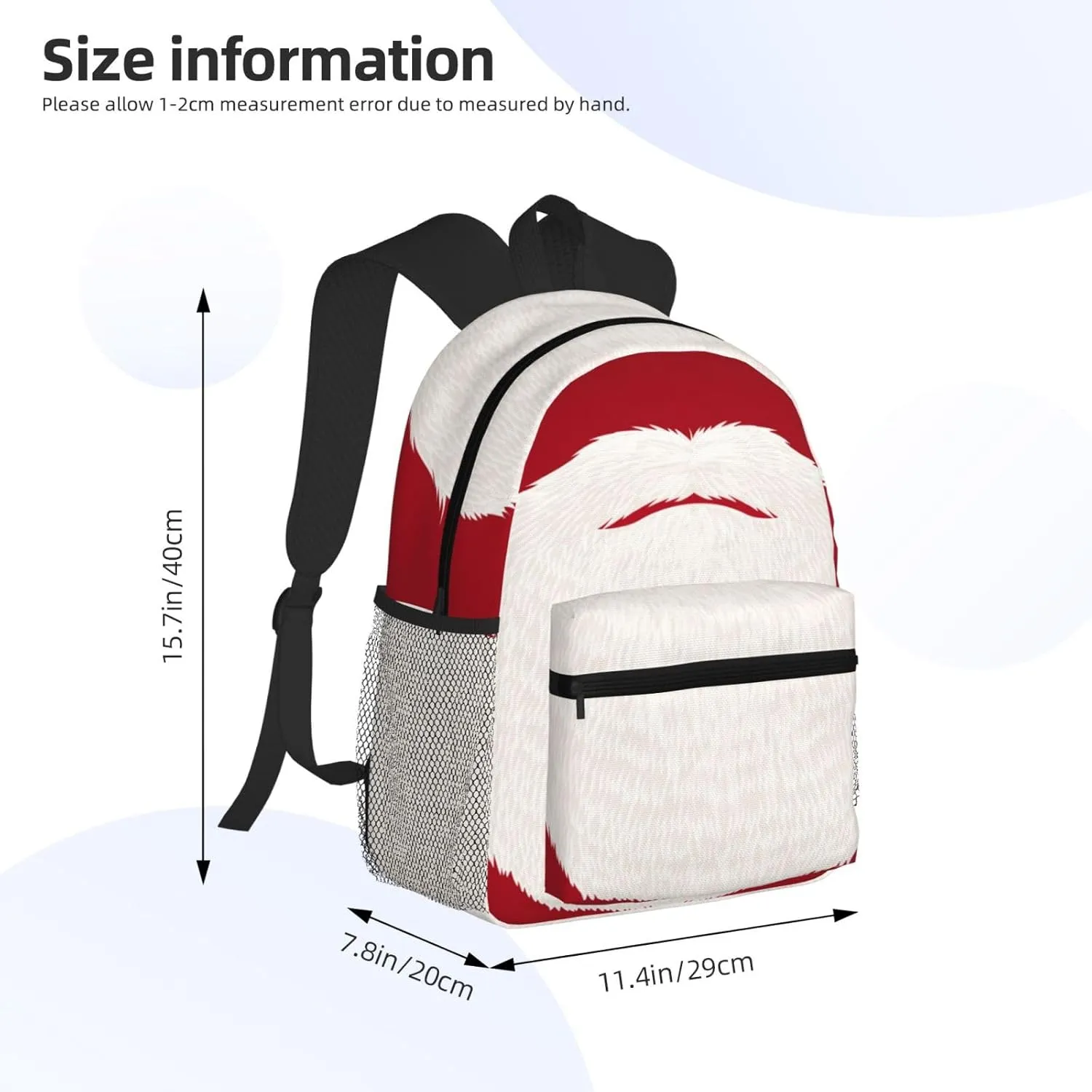 Santa Claus Beard Red Backpack, Travel Laptop Backpack Computer Bag Rucksack for Men Women Business Work Fits 15.6 Inch Notebook