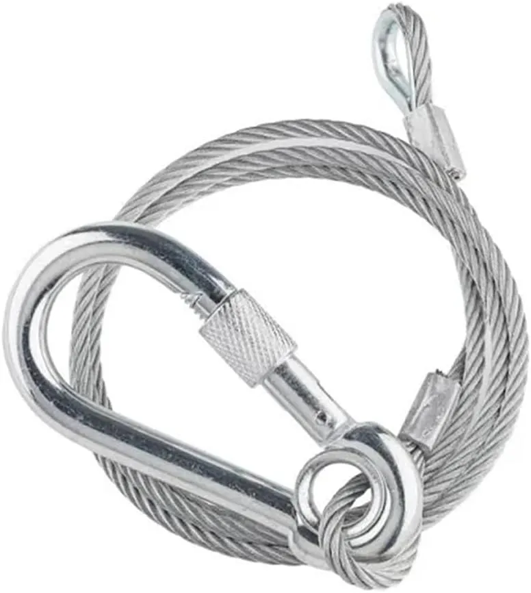 Sarknoah. 0.16″(4mm) Diameter,Longth 24″(60mm) Stage Lighting Stainless Steel Safety Cable With Carabiner Lock Hook. Heavy Duty Fall Protection for Stage Lights, DJ Equipment (1102LB Load),5Packs.