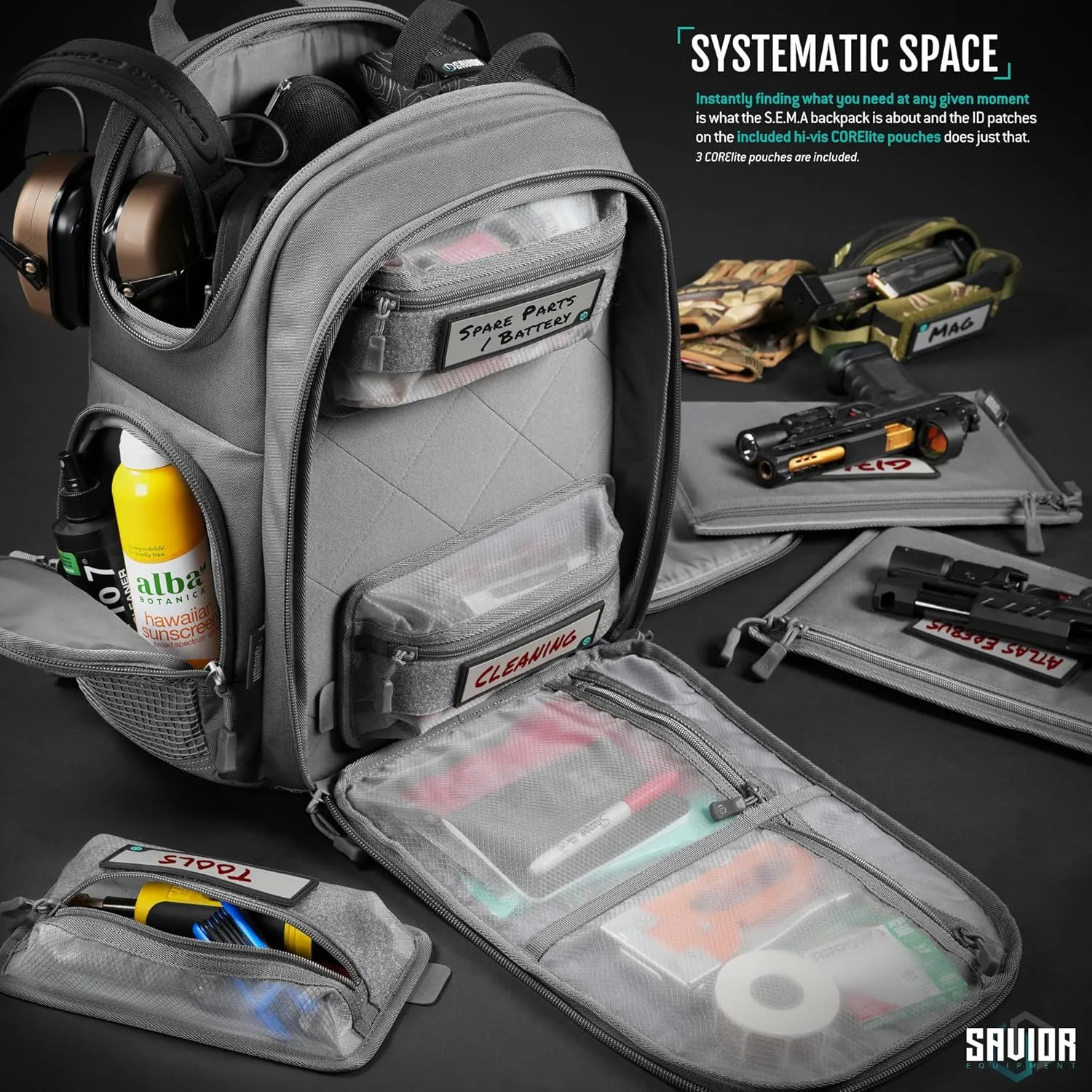Savior Equipment SEMA Compact Tactical Range Pistol Backpack w/ 3 Gun Rug Sleeve