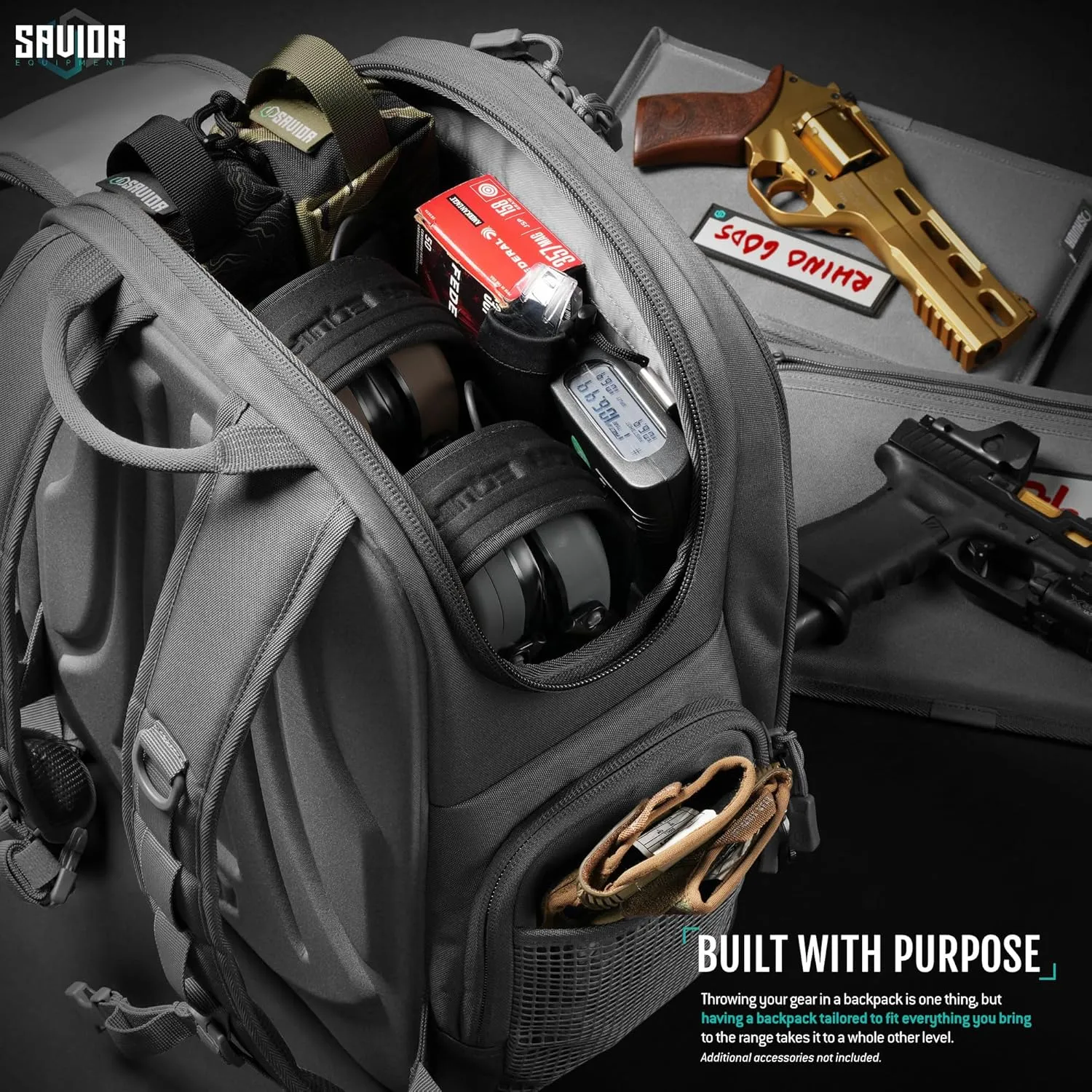 Savior Equipment SEMA Compact Tactical Range Pistol Backpack w/ 3 Gun Rug Sleeve