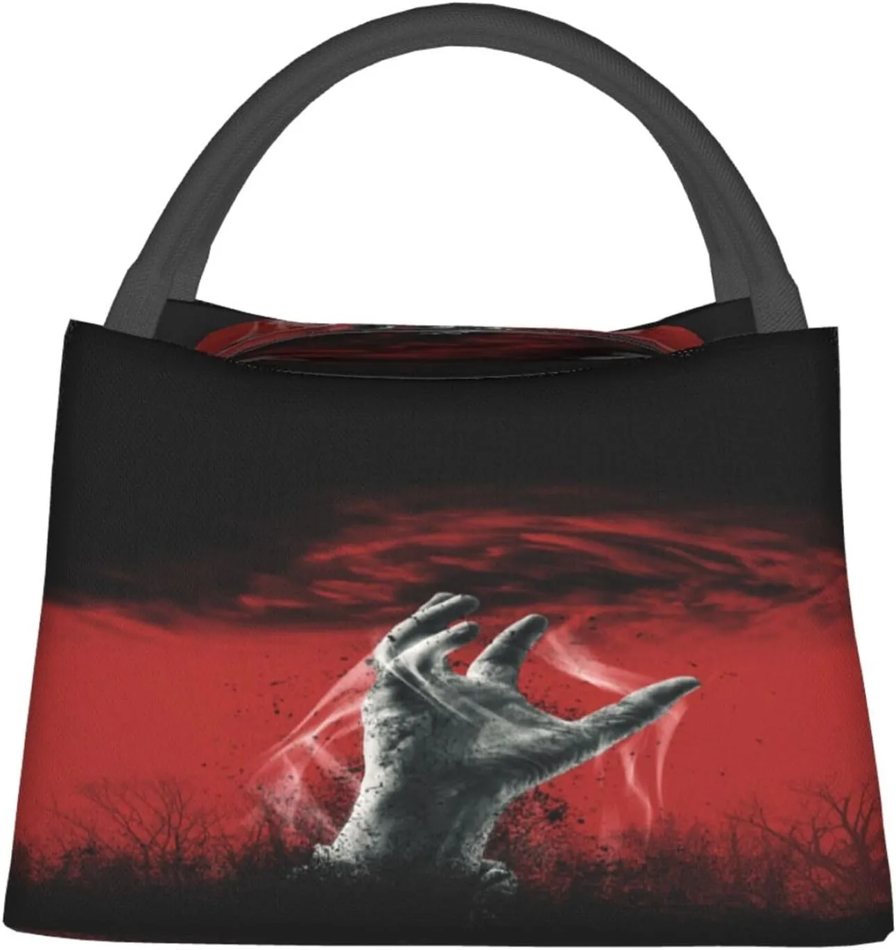 Scary Zombie Hand Coming Out Ground Insulated Lunch Bag Large Meal Box Container Portable Foldable Tote Bag Reusable Cooler Sack Leakproof Handbag for Picnic Beach Office Work