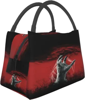 Scary Zombie Hand Coming Out Ground Insulated Lunch Bag Large Meal Box Container Portable Foldable Tote Bag Reusable Cooler Sack Leakproof Handbag for Picnic Beach Office Work
