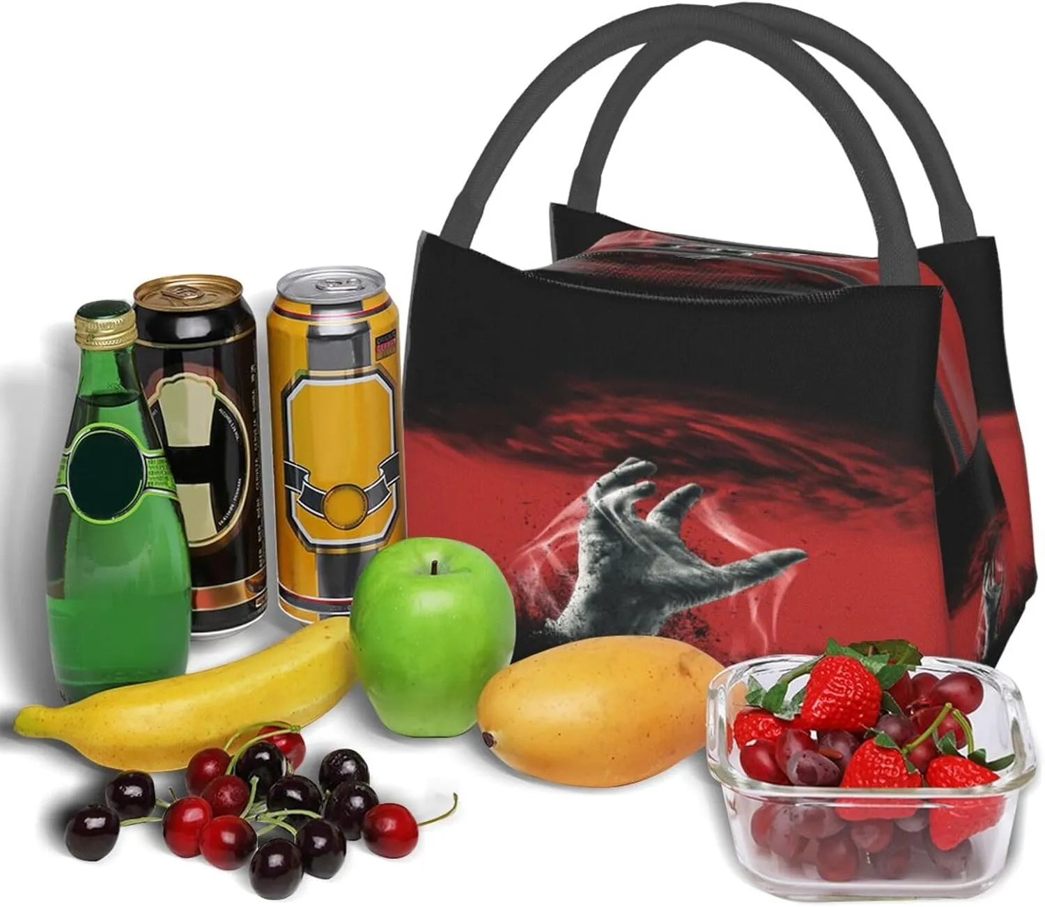 Scary Zombie Hand Coming Out Ground Insulated Lunch Bag Large Meal Box Container Portable Foldable Tote Bag Reusable Cooler Sack Leakproof Handbag for Picnic Beach Office Work