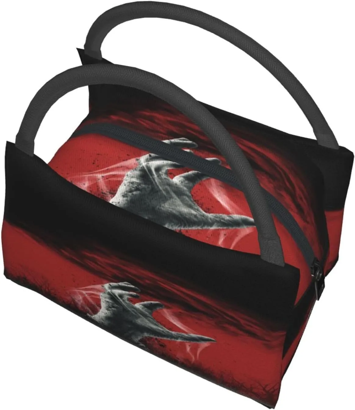 Scary Zombie Hand Coming Out Ground Insulated Lunch Bag Large Meal Box Container Portable Foldable Tote Bag Reusable Cooler Sack Leakproof Handbag for Picnic Beach Office Work