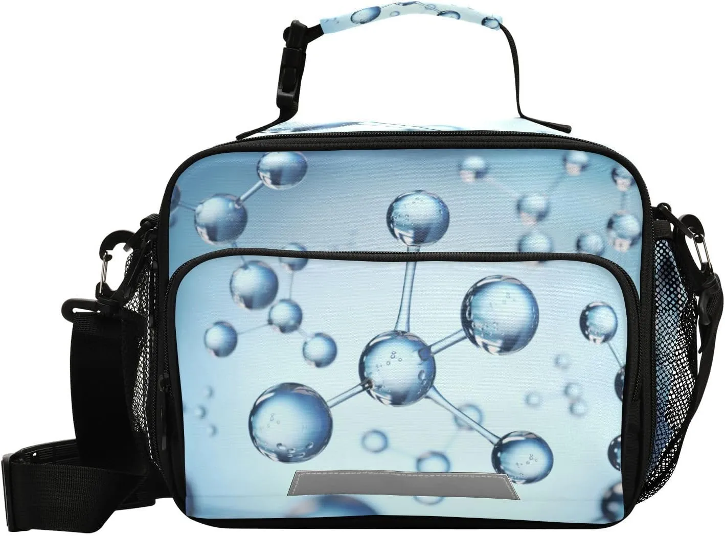Science Molecule Lunch Bag for Women Men 3d Atom Structure Insulated Cooler Tote Bag with Adjustable Shoulder Strap Large Capacity Reusable Leakproof Picnic Lunch Box Outdoor for Adult Office