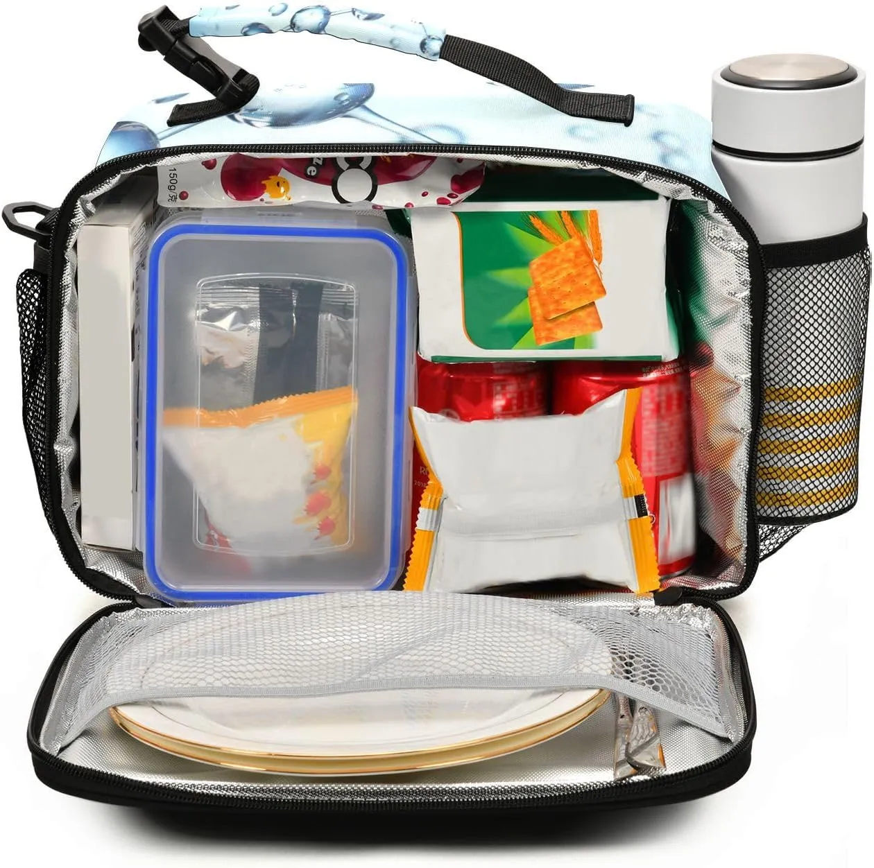 Science Molecule Lunch Bag for Women Men 3d Atom Structure Insulated Cooler Tote Bag with Adjustable Shoulder Strap Large Capacity Reusable Leakproof Picnic Lunch Box Outdoor for Adult Office