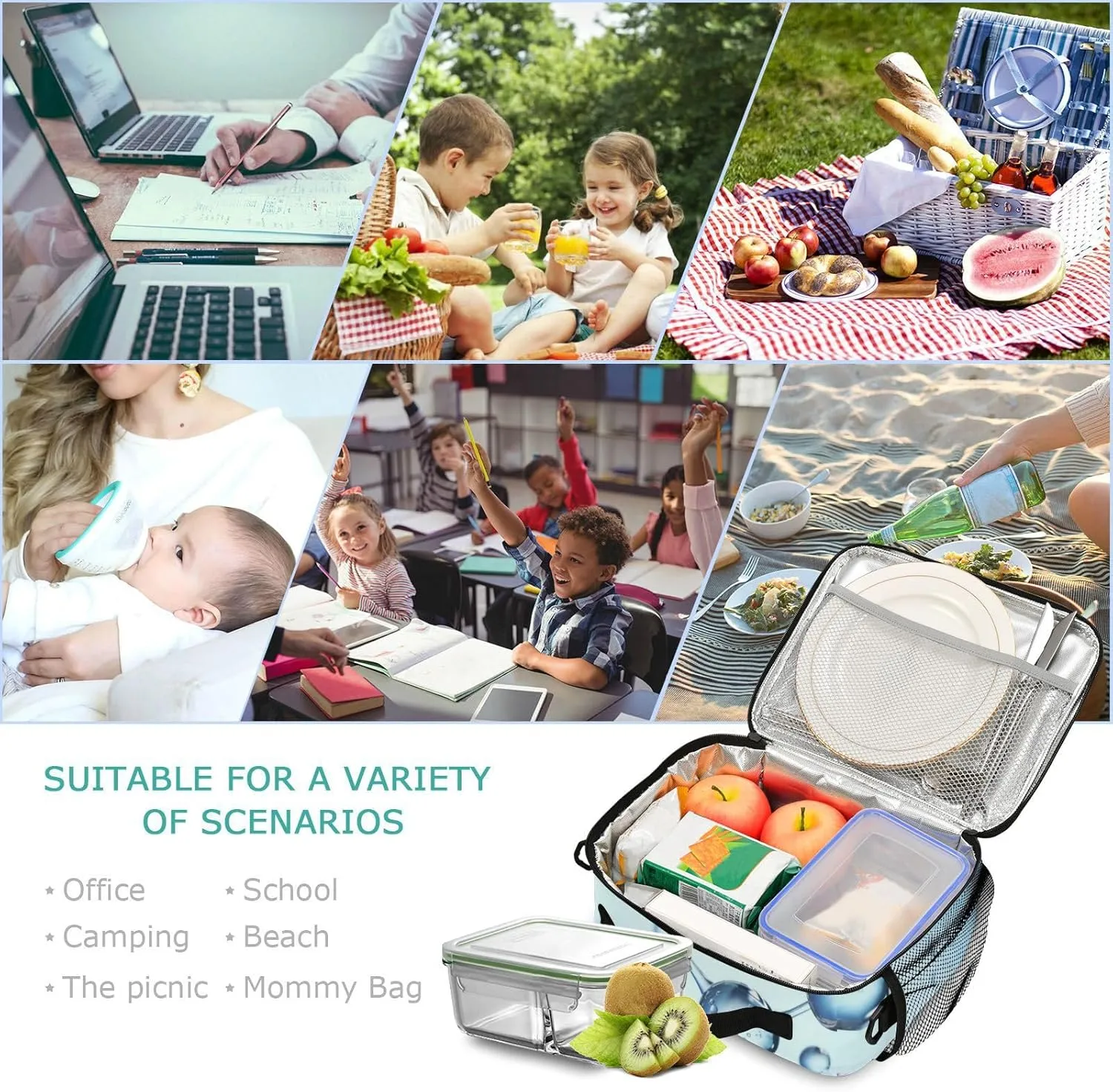 Science Molecule Lunch Bag for Women Men 3d Atom Structure Insulated Cooler Tote Bag with Adjustable Shoulder Strap Large Capacity Reusable Leakproof Picnic Lunch Box Outdoor for Adult Office