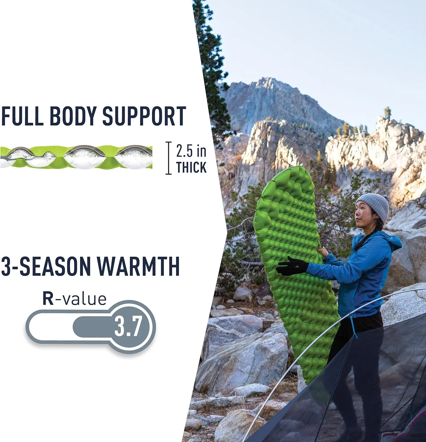Sea to Summit Comfort Light Insulated Sleeping Pad for Backpacking and Camping, Regular (72 x 21.5 x 2.5 inches)
