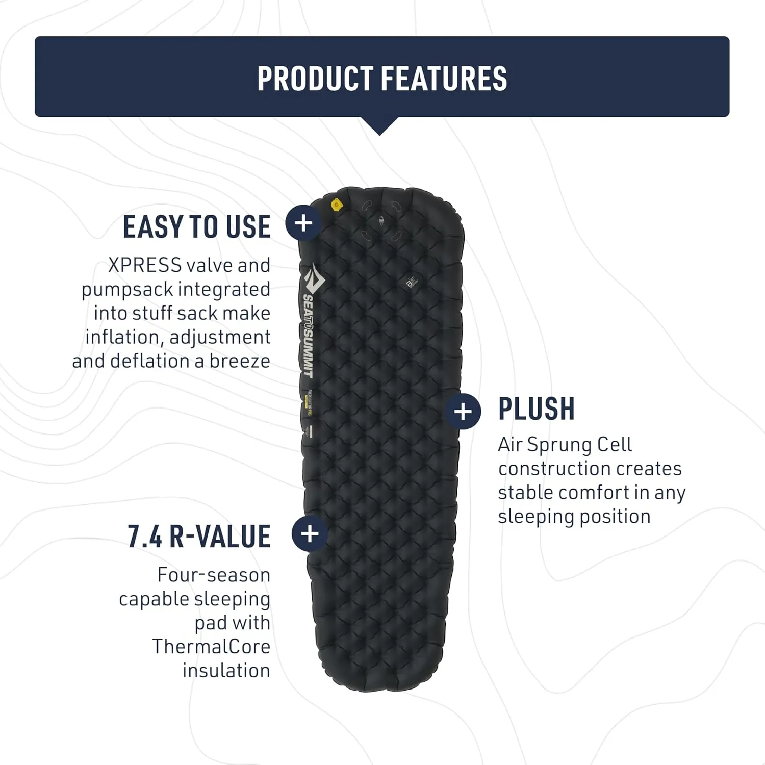 Sea to Summit Ether Light XR Pro Insulated Sleeping Pad, Rectangular - Regular (72 x 25 x 4 inches)