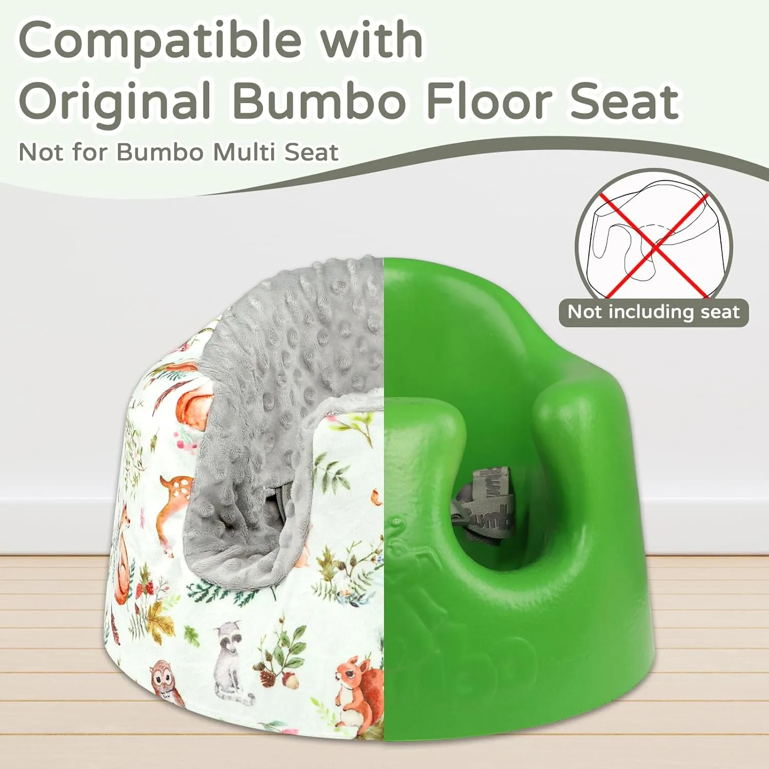 Seat Cover Compatible with Bumbo Seat, Soft and Breathable Baby Floor Seat Cover for Baby Boy & Girl (Cover Only), Animals