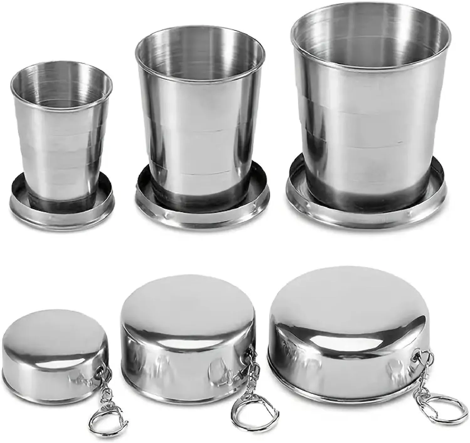 SEDLAV Collapsible Cup - Telescopic Stainless Steel Mug for Outdoor Adventures, Compact & Portable Camping Cup with Keychain (75ml) for Travel, Hiking, and Cycling