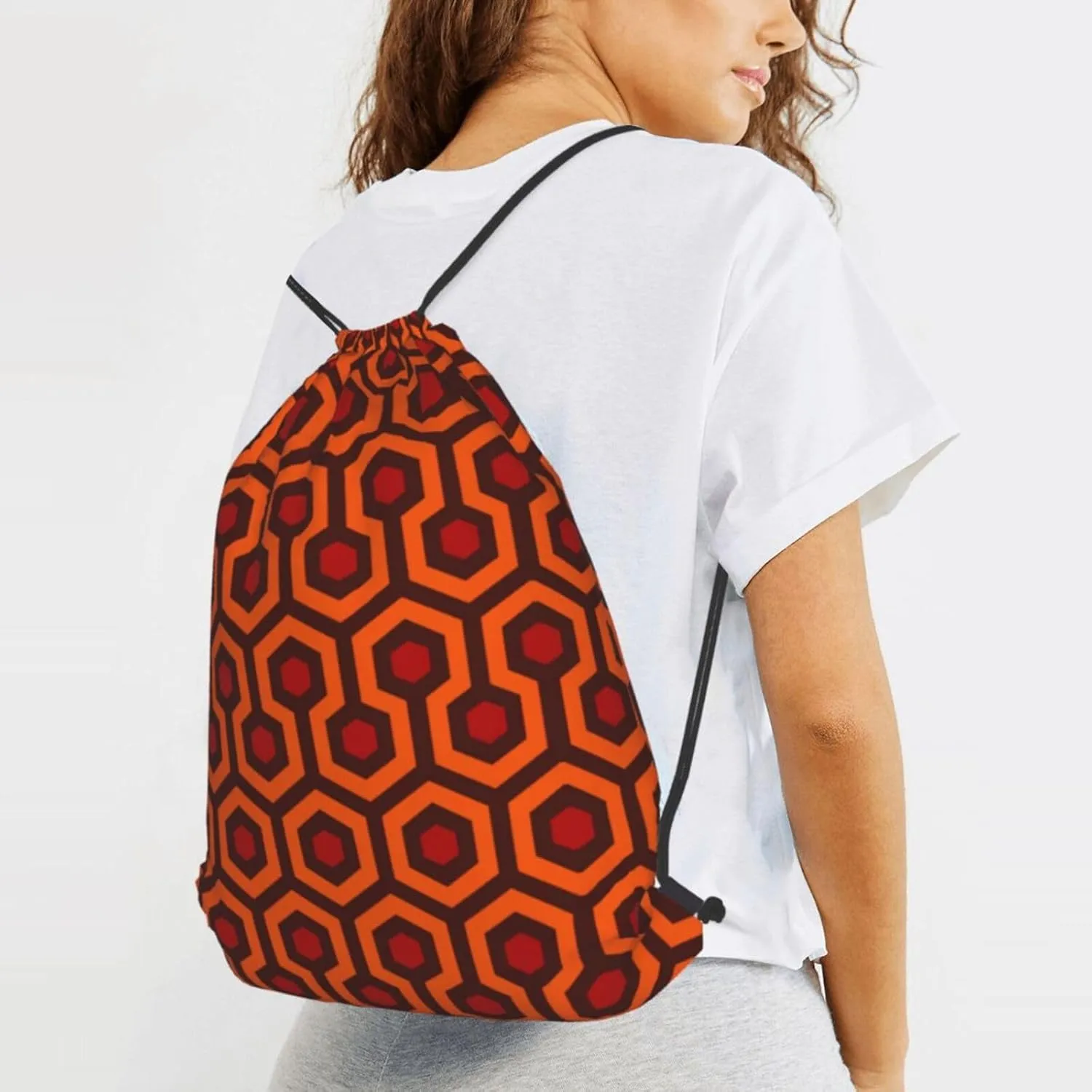 Shining Overlook String Drawstring Backpack Cinch Bag Polyester Sackpack For Beach Picnic Outing