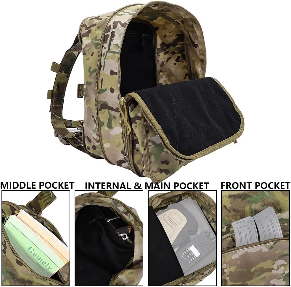 SINAIRSOFT Tactical Expandable Backpack Tactical Hydration Backpack Tactical MOLLE Flatpack D3 Carrier for Vest & Chest Rig (DE)