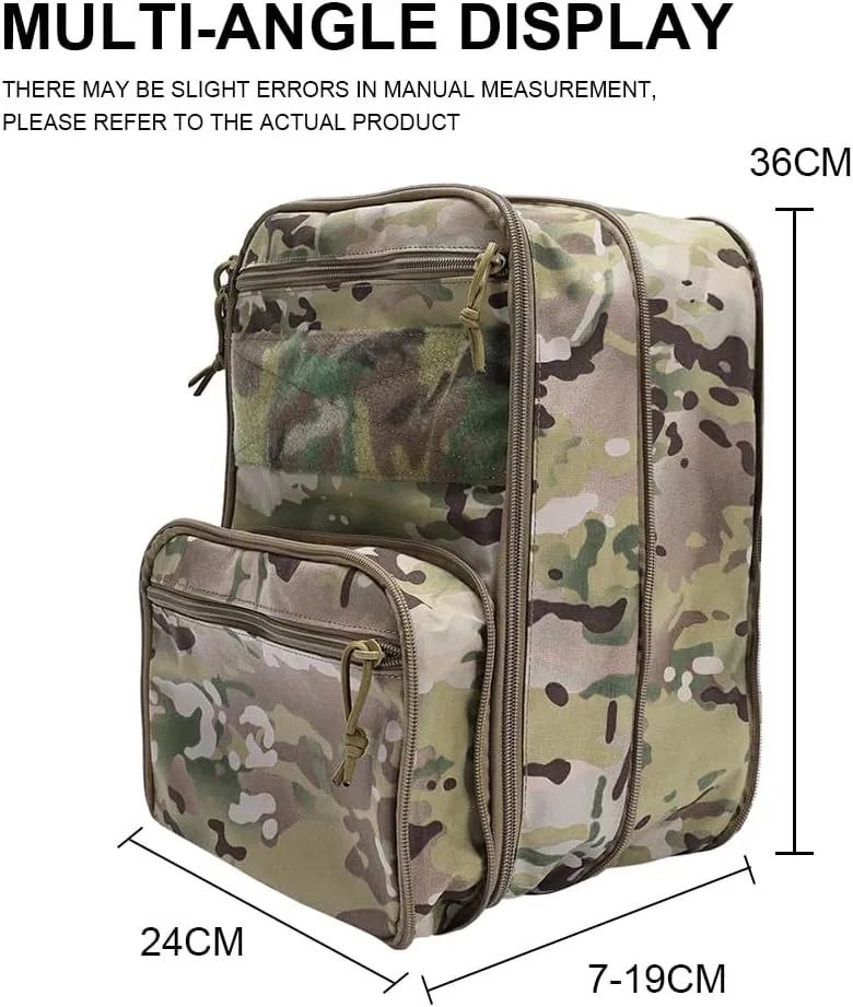 SINAIRSOFT Tactical Expandable Backpack Tactical Hydration Backpack Tactical MOLLE Flatpack D3 Carrier for Vest & Chest Rig (DE)
