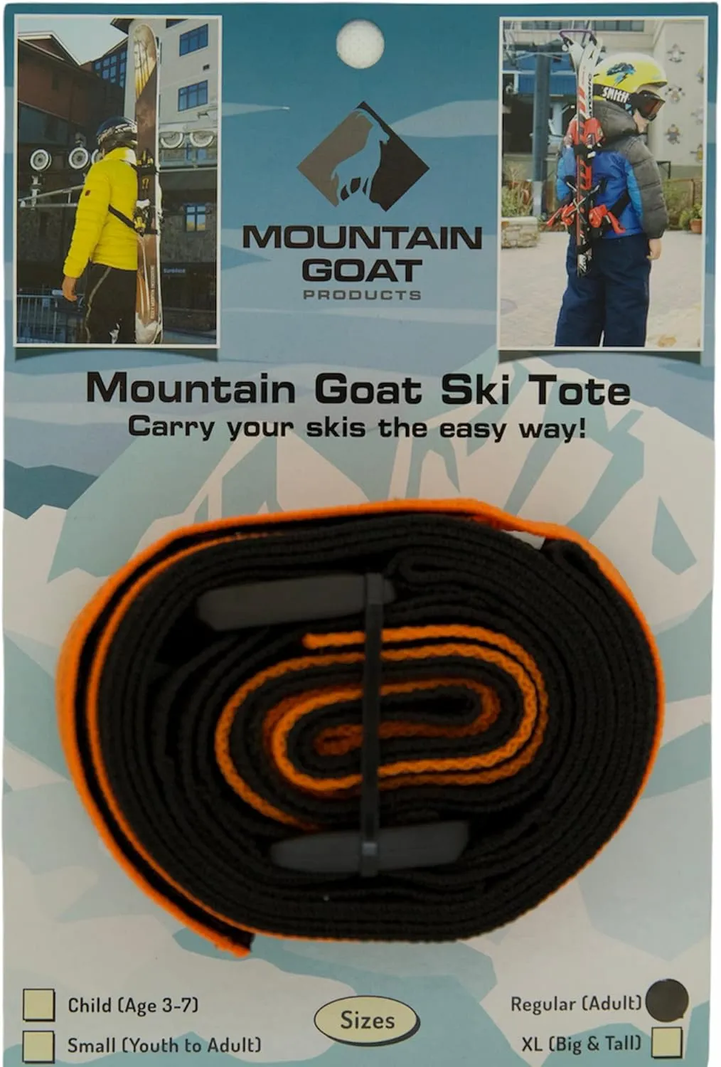 Ski Tote Ski Carrier Backpack Sling for Hands Free Ski Hiking Backcountry Lightweight Ski Backpack Compact Shoulder Strap for Carrying Skis and Poles Easily Transport Gear Adjustable for Adults and Kids