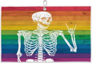Skull Man On Coloured Board Golf Towel with Heavy Duty Carabiner Clip Quick Dry Ultra Absorbent Club Ball Cleaning Towel Golf Accessories for Men Women