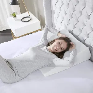Sleep Philosophy Memory Foam Pillow Ergonomic Support Cushion with Machine Washable, Removable Super Soft Cover, White Wedge 22''L x 24''W x 7''H
