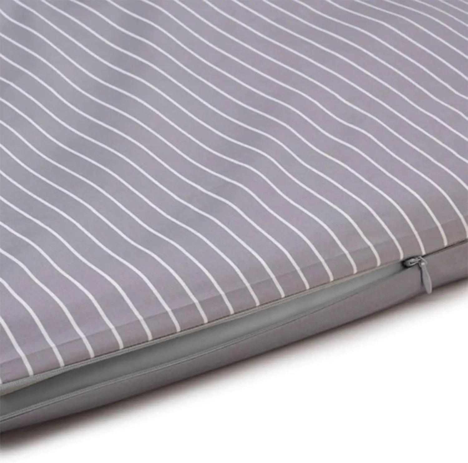 Sleepgram Supima Machine Washable 400 Thread Count Cotton Silver Ion Infused Luxury Zippered Duvet Cover with Travel Bag, Twin, Grey Stripe