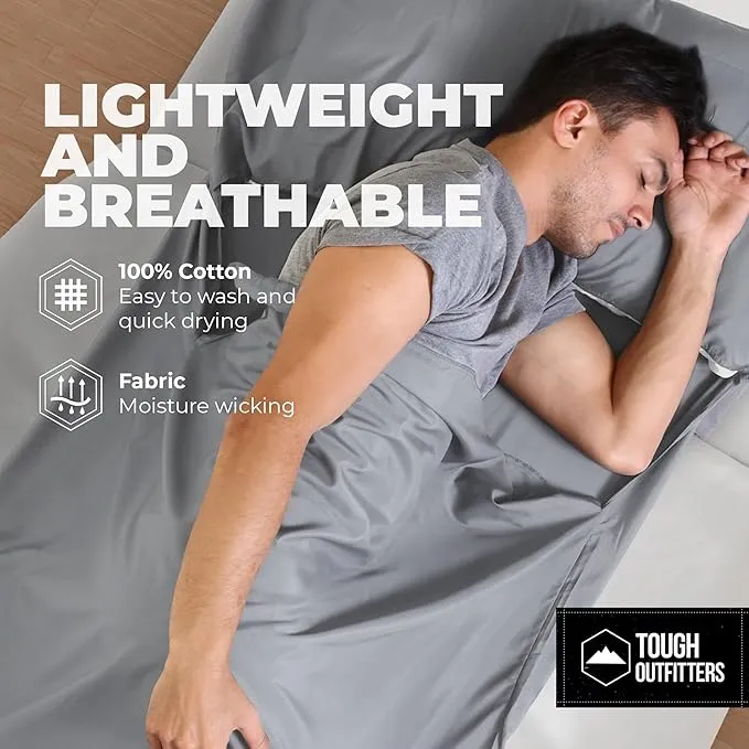 Sleeping Bag Liner - Adult Sleep Sack & Travel Sheets for Hotel - Travel Sleep Sack, Camping Sleeping Bag Liners for Cold Weather