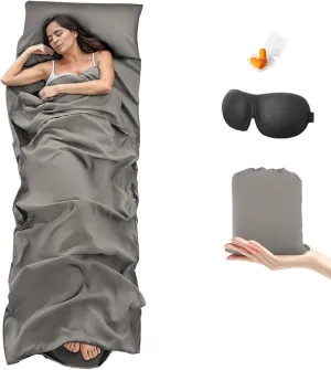 Sleeping Bag Liner,Travel Sheet & Adult Sleep Sack, Camping Sheets Travel Sleep Sack for Backpacking,Hotels & Hostels -Lightweight Single &Double Travel Sheet Camping Sheets