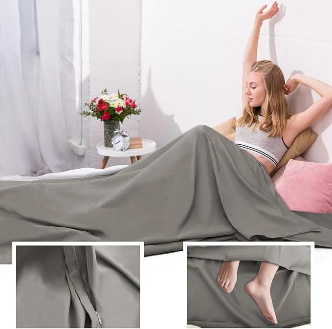 Sleeping Bag Liner,Travel Sheet & Adult Sleep Sack, Camping Sheets Travel Sleep Sack for Backpacking,Hotels & Hostels -Lightweight Single &Double Travel Sheet Camping Sheets