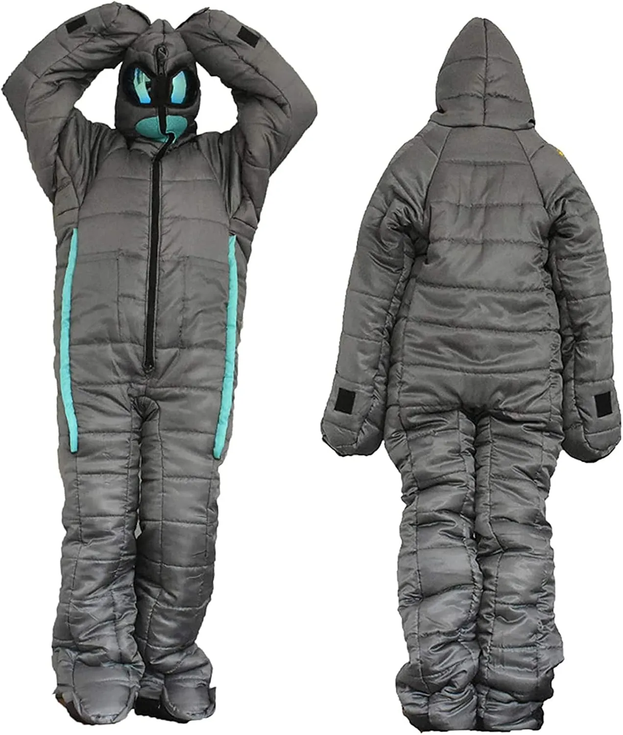 Sleeping Bag Suit for Adults Portable Lightweight 3-4 Season Sleeping Bags with Zippered Holes for Arms and Feet Perfect for for Cold Weather Outdoors Home or Office Use (XL Height 170~185CM)
