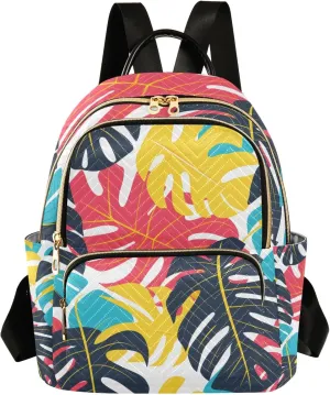 Small Backpack Purse for Women, Colorful Pattern on White Background Travel Bag Casual Daypack Shoulder Bag