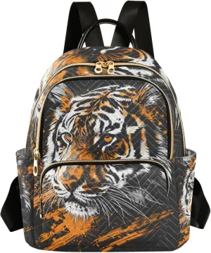 Small Backpack Purse for Women, Fiercely Tiger Travel Bag Casual Daypack Shoulder Bag