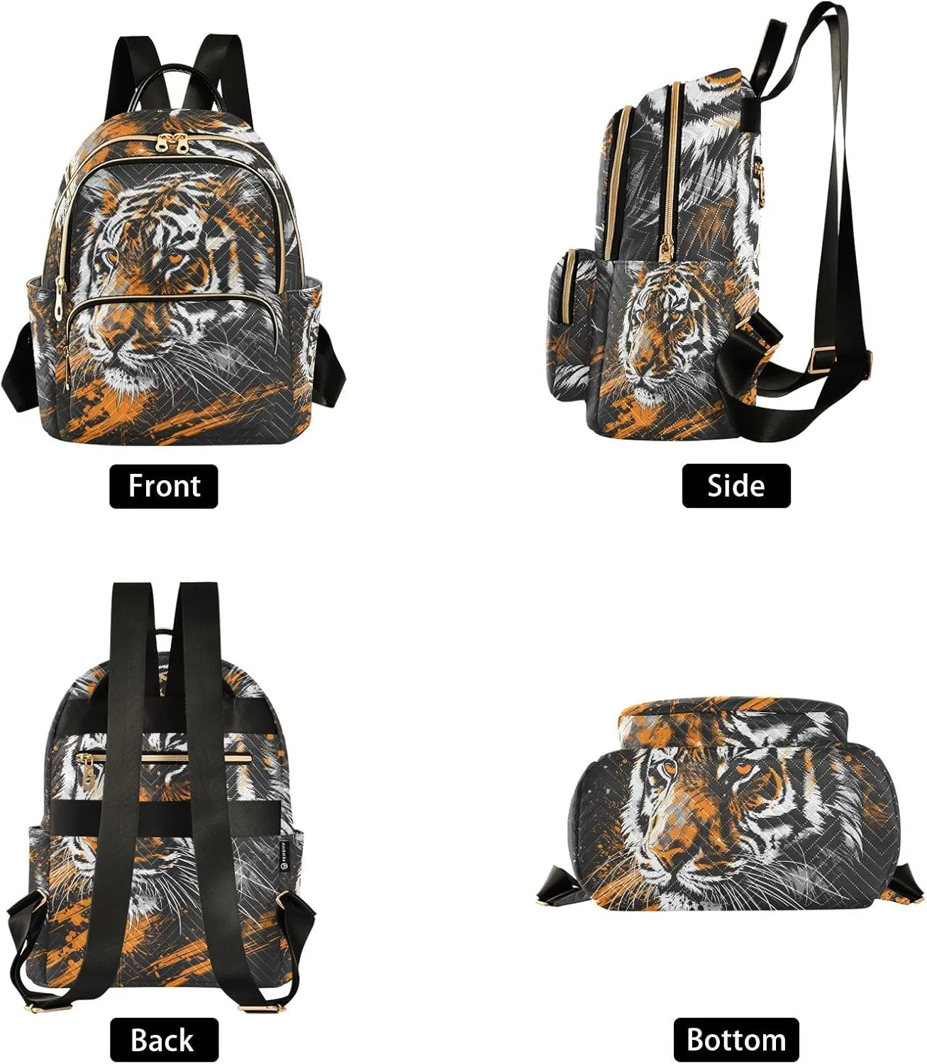 Small Backpack Purse for Women, Fiercely Tiger Travel Bag Casual Daypack Shoulder Bag