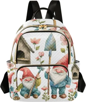 Small Backpack Purse for Women, Gardener Dwarf Travel Bag Casual Daypack Shoulder Bag