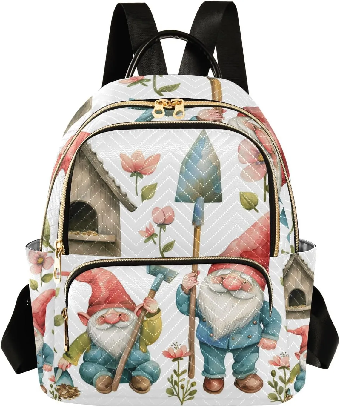 Small Backpack Purse for Women, Gardener Dwarf Travel Bag Casual Daypack Shoulder Bag