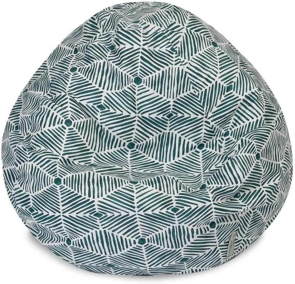 Small Bean Bag Chair in Emerald Green Color, 28" L X 28" W X 22" H Size | Puffy, Fluffy Soft and Comfortable Cotton, Easy-to-Wash, Removable Zippered Slipcover