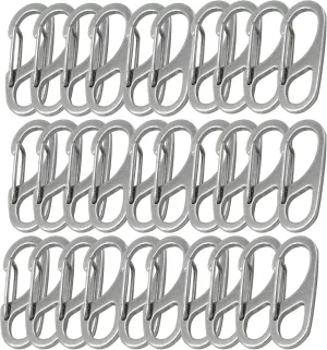 Small Carabiner Clips 1.25 inch/1.85 inch Snap Hooks with Fixed Eye Spring Gate Keychain Parocord Rope Clasps Accessories
