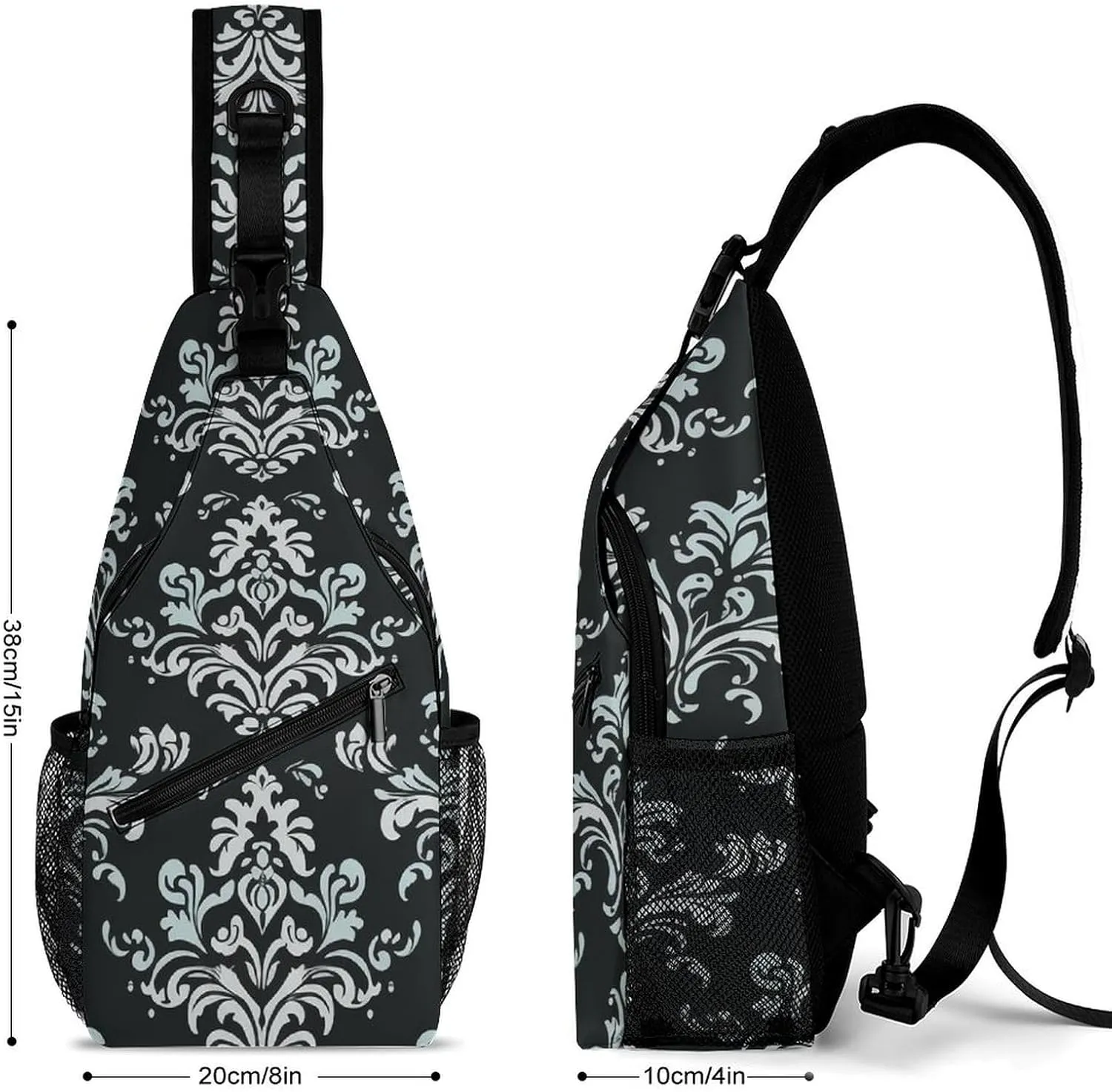 Small Crossbody Sling Backpack Damask Pattern Chest Bags for Traveling Chest Fashion Shoulder Bag