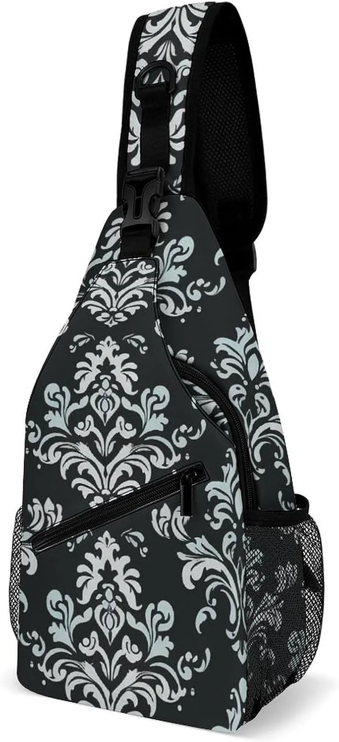 Small Crossbody Sling Backpack Damask Pattern Chest Bags for Traveling Chest Fashion Shoulder Bag