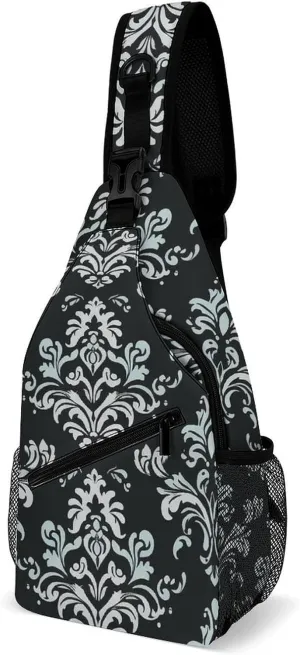 Small Crossbody Sling Backpack Damask Pattern Chest Bags for Traveling Chest Fashion Shoulder Bag
