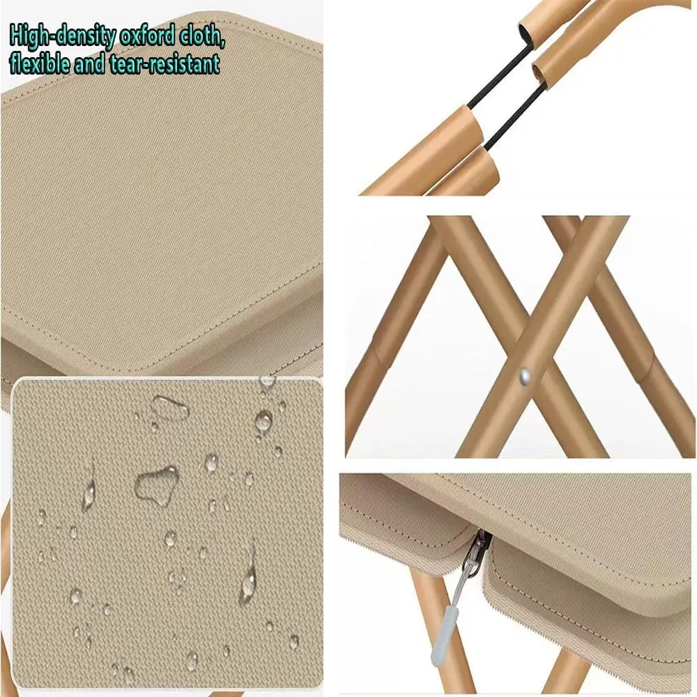 Small Folding Fishing Stool, Portable Foldable Outdoor Camping Stool, Lightweight Seat Compact Step Stool Low Chair for Hiking Picnic Bathroom(Khaki,Small)